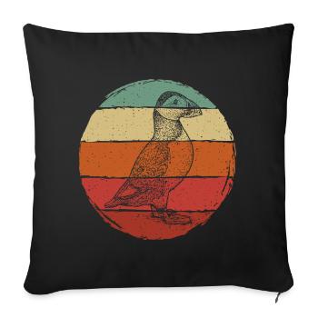 Puffin Retro - Sofa pillowcase 17,3'' x 17,3'' (45 x 45 cm) - black - Front