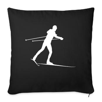 Ski de fond Biathlon SkiIng - Housse de coussin décorative 45 x 45 cm - noir - Devant