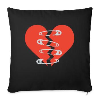 broken heart-repaired heart - Sofa pillowcase 17,3'' x 17,3'' (45 x 45 cm) - black - Front