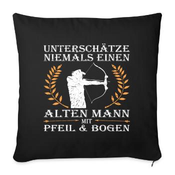Bogenschießen, Bogensport, Bogenschütze, Archery - Sofakissenbezug 45 x 45 cm - Schwarz - Vorne