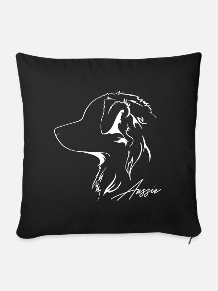 AUSSIE Australian Shepherd Hunde Hütehund Wilsigns - Sofakissenbezug 45 x 45 cm - Schwarz