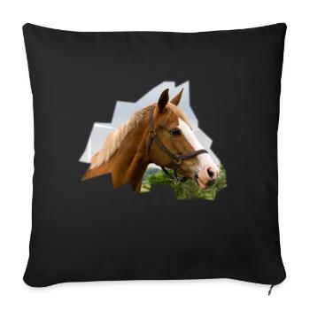 Cheval. Cheval. - Housse de coussin décorative 45 x 45 cm - noir - Devant