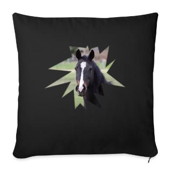 Cheval. Cheval. - Housse de coussin décorative 45 x 45 cm - noir - Devant
