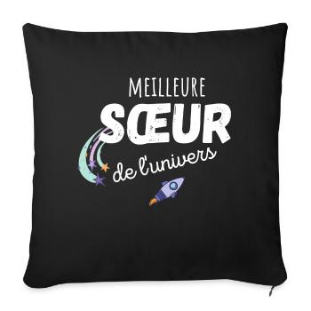 meilleure sœur de l'univers cadeau sœur - Housse de coussin décorative 45 x 45 cm - noir - Devant
