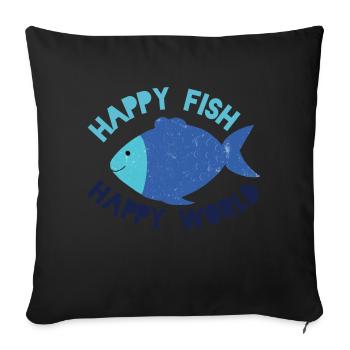 Happy Fish happy world - Sofa pillowcase 17,3'' x 17,3'' (45 x 45 cm) - black - Front