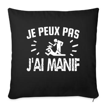 je peux pas j'ai manif - Housse de coussin décorative 45 x 45 cm - noir - Devant
