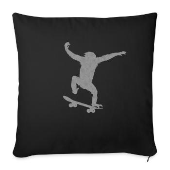 Monkey Skateboard - Sofa pillowcase 17,3'' x 17,3'' (45 x 45 cm) - black - Front