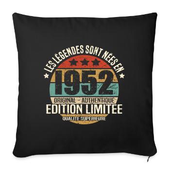 Les légendes sont nées en 1952 - Housse de coussin décorative 45 x 45 cm - noir - Devant