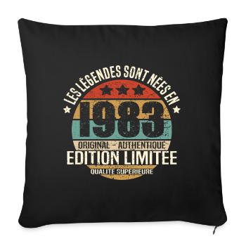 Les légendes sont nées en 1983 - Housse de coussin décorative 45 x 45 cm - noir - Devant