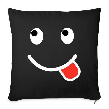 Smile, funny face funny pictures - Sofa pillowcase 17,3'' x 17,3'' (45 x 45 cm) - black - Front