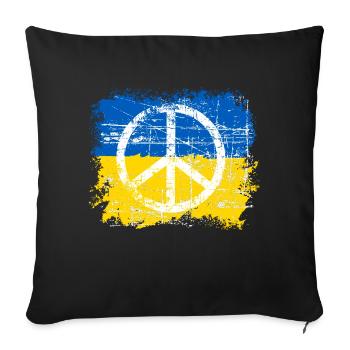 Ukraine shirt with flag and peace sign - Sofa pillowcase 17,3'' x 17,3'' (45 x 45 cm) - black - Front