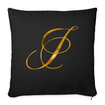 Lettre d’or I au design vintage - Housse de coussin décorative 45 x 45 cm - noir - Devant
