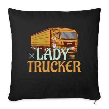 Lady Trucker Trucking Truck Driver - Sofa pillowcase 17,3'' x 17,3'' (45 x 45 cm) - black - Front