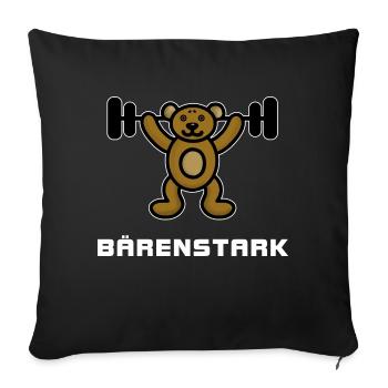 Gewichtheben Bär Krafttraining - Bärenstark - Sofakissenbezug 45 x 45 cm - Schwarz - Vorne