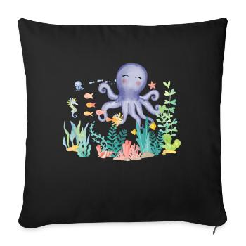 nous aimons le calmar de l’océan - Housse de coussin décorative 45 x 45 cm - noir - Devant