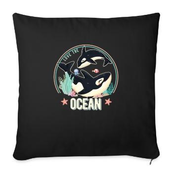 Love Orcas Baby Ocean - Sofa pillowcase 17,3'' x 17,3'' (45 x 45 cm) - black - Front