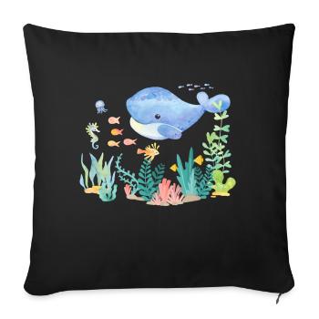 Océan Baleine - Housse de coussin décorative 45 x 45 cm - noir - Devant