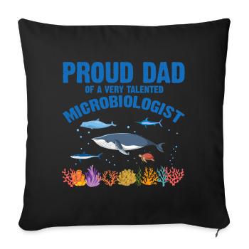 Fier Papa Microbiologie Biologie Biologiste Mer - Housse de coussin décorative 45 x 45 cm - noir - Devant