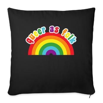 Queer as Folk - cute rainbow pride colors - Sofa pillowcase 17,3'' x 17,3'' (45 x 45 cm) - black - Front