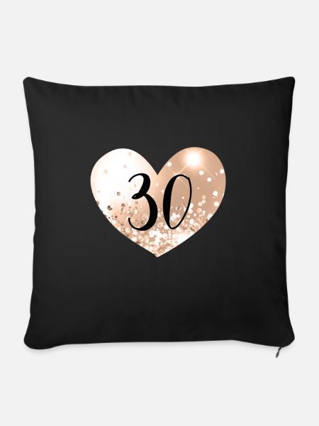 30 heart number - Sofa pillowcase 17,3'' x 17,3'' (45 x 45 cm) - black