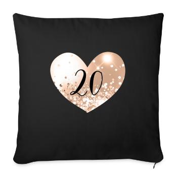 20 Herz Zahl - Sofakissenbezug 45 x 45 cm - Schwarz - Vorne