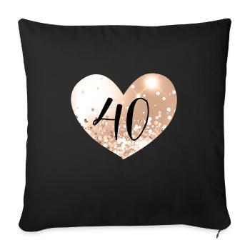 40 Herz Zahl - Sofakissenbezug 45 x 45 cm - Schwarz - Vorne