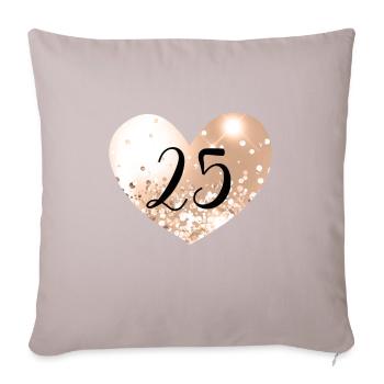 25 Nombre de cœur - Housse de coussin décorative 45 x 45 cm - taupe clair - Devant