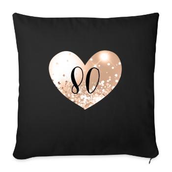 80 Heart Number - Sofa pillowcase 17,3'' x 17,3'' (45 x 45 cm) - black - Front