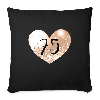 75 Heart Number - Sofa pillowcase 17,3'' x 17,3'' (45 x 45 cm) - black - Front