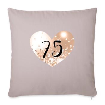 75 Numéro de cœur - Housse de coussin décorative 45 x 45 cm - taupe clair - Devant