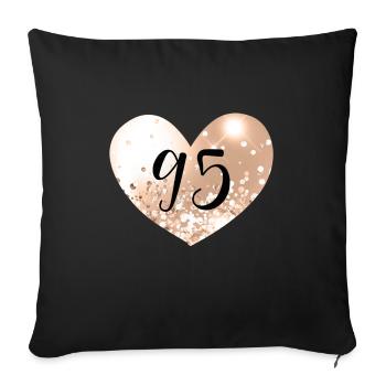 95 Heart Number - Sofa pillowcase 17,3'' x 17,3'' (45 x 45 cm) - black - Front