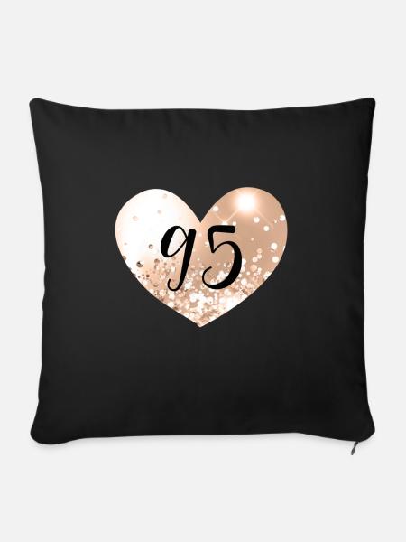 95 Heart Number - Sofa pillowcase 17,3'' x 17,3'' (45 x 45 cm) - black