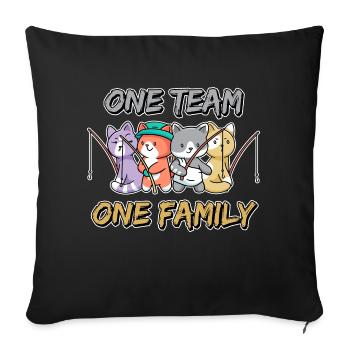 team family cat fishing dog sport schildmaid - Sofa pillowcase 17,3'' x 17,3'' (45 x 45 cm) - black - Front