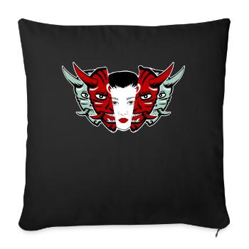 Masques japonais Oni - Housse de coussin décorative 45 x 45 cm - noir - Devant