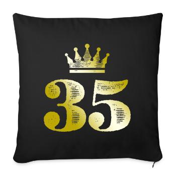 35 Number Crown Gold - Sofa pillowcase 17,3'' x 17,3'' (45 x 45 cm) - black - Front