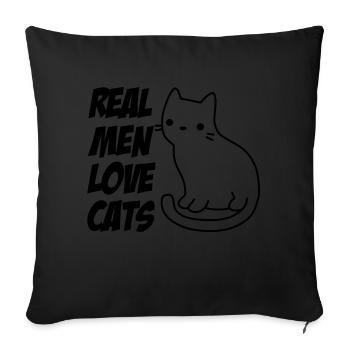 Echte Männer lieben Katzen - Sofakissenbezug 45 x 45 cm - Schwarz - Vorne
