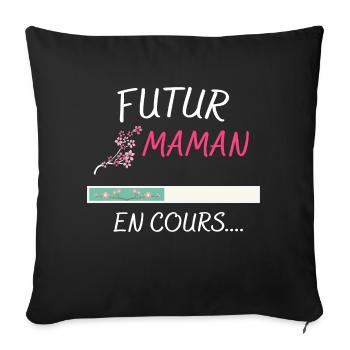 Future Maman Annoncer grossesse et Maternité - Sofa pillowcase 17,3'' x 17,3'' (45 x 45 cm) - black - Front