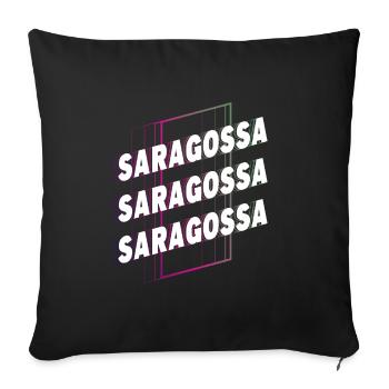 Zaragoza Espagne City Font Skyline Accueil - Housse de coussin décorative 45 x 45 cm - noir - Devant