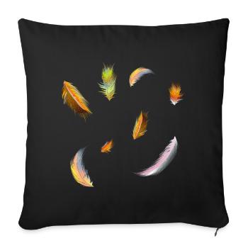 delicate colorful feathers symbol of lightness - Sofa pillowcase 17,3'' x 17,3'' (45 x 45 cm) - black - Front