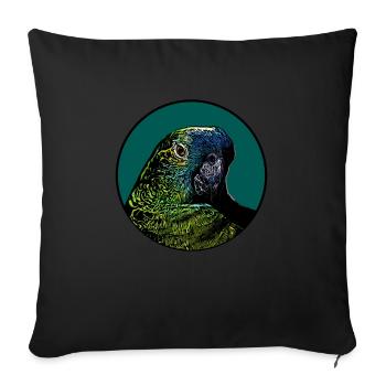 Parrot portrait - Sofa pillowcase 17,3'' x 17,3'' (45 x 45 cm) - black - Front