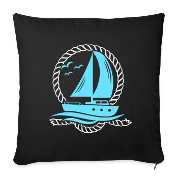 Voilier Corde de bateau Sailing Boater Sailor - Housse de coussin décorative 45 x 45 cm - noir - Devant