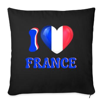 Ich liebe Frankreich Blau Weiß Rot Flagge Herz - Sofakissenbezug 45 x 45 cm - Schwarz - Vorne