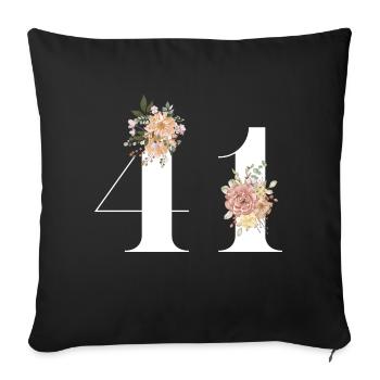 41st anniversary flowers (Gift of 41 years) - Sofa pillowcase 17,3'' x 17,3'' (45 x 45 cm) - black - Front
