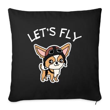 Lets Fly Chihuahua Pilot Dog Gift Retro - Sofa pillowcase 17,3'' x 17,3'' (45 x 45 cm) - black - Front