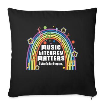 Music Literacy Matters I Like To Eat Puppies - Sofa pillowcase 17,3'' x 17,3'' (45 x 45 cm) - black - Front
