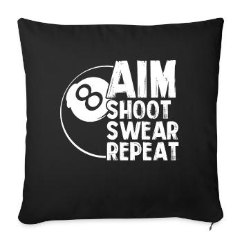 Aim Shoot Swear Repeat – Le billard Cuefather - Housse de coussin décorative 45 x 45 cm - noir - Devant