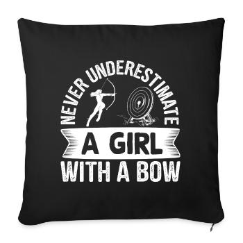 Archery Archer Girls with a bow - Sofa pillowcase 17,3'' x 17,3'' (45 x 45 cm) - black - Front