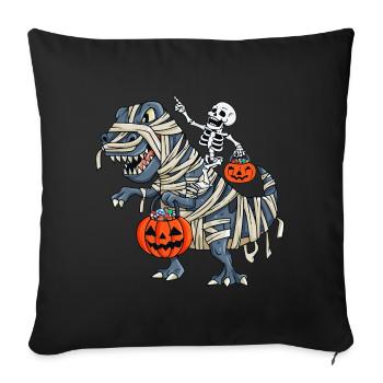 Squelette Équitation Maman Dinosaure - Housse de coussin décorative 45 x 45 cm - noir - Devant