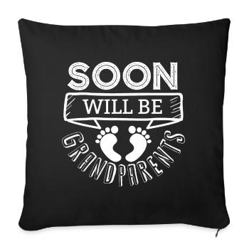 Nous serons bientôt grands-parents, nous serons grand-mère et grand-père - Housse de coussin décorative 45 x 45 cm - noir - Devant