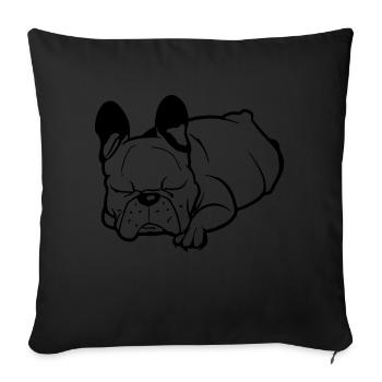 Schlafende Französische Bulldogge Faulenzer - Sofakissenbezug 45 x 45 cm - Schwarz - Vorne